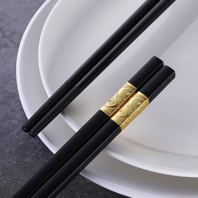 Chopsticks آلیاژ قابل استفاده مجدد 24 سانتی متر مربع بلند مربع بلند چینی نودل چینی Chopsticks 0