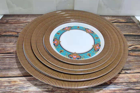 قیمت خوب BPA Free Blue Flower Design 12pcs بشقاب ها و کاسه ها Melamine Dinnerware Sets کمپینگ ظروف میز ظرفشویی امن آنلاین