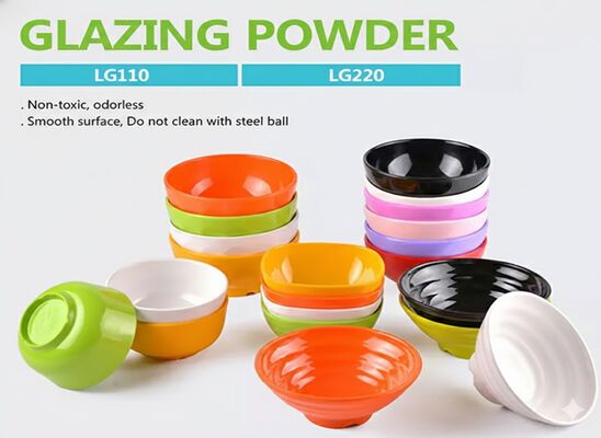 LG110/220/250 پودر شیشه سازی صنعتی ملامین که دوام سطح عالی را تضمین می کند و درخشان برای لمینت ها و پانل های تزئینی