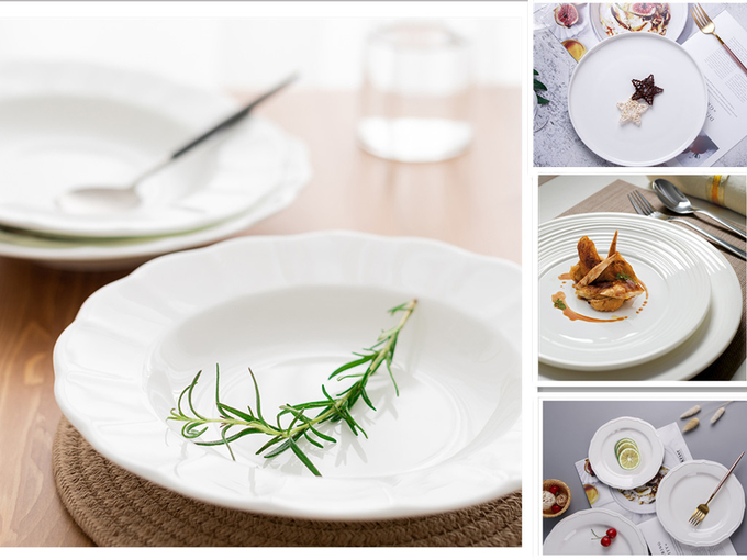 ست ظروف غذاخوری ملامینه عروسی صفحه ظریف سفید با طراحی ظریف 1